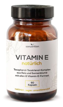 Sanutrition® - Vitamin E 400 I.E. | natürlich aus Sonnenblume & Reis | Ölkapseln