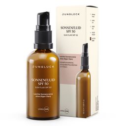 JUNGLÜCK Sonnenfluid Gesicht SPF 50 - Leichte Gesichtslotion mit organischen UVFiltern