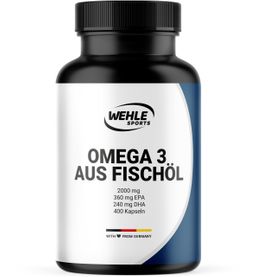 Omega 3 Fischöl Hochdosiert - 400 Kapseln - 2000mg - Langzeitvorrat - Wehle Sports