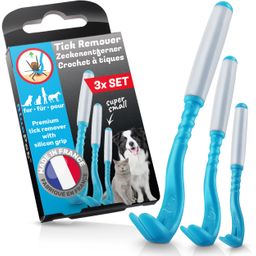 BluePet Premium Zeckenhaken 3er Set, Zeckenentferner, Zeckenzange, Zeckenhebel Made in France