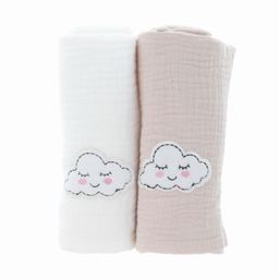 PARSA Beauty Baby Babytuch aus Musselin Set weiß und beige weich und saugfähig