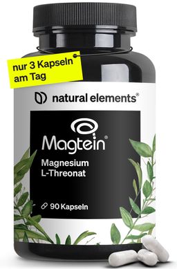 natural elements Magnesium L-Threonate (Magtein®) – 2.083mg Mag L-Threonat/Tagesdosis – 90 Kapseln