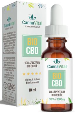 CBD Öl Bio Vollspektrum Tropfen 30% - 10 ml mit Cannabidiol | Laborqualität CannaVital®