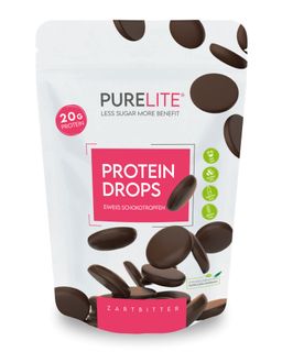 PURELITE Schoko Protein Drops Zartbitter – zuckerfreie vegane Schokodrops