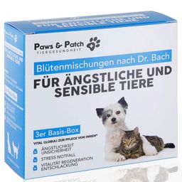 PAWS&PATCH Blütenmischung nach Dr. Bach 3er Basis-Box für ÄNGSTLICHE & SENSIBLE TIERE