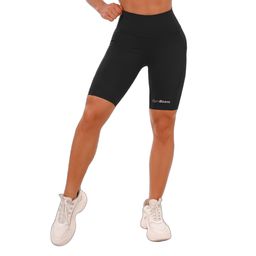 Biker Shorts Damen Slim mit hoher Taille und Taschen in Schwarz