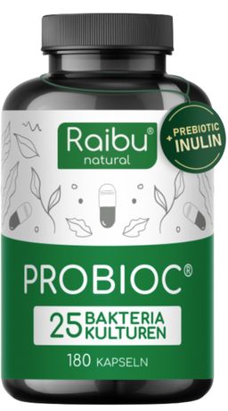 Probiotika Kulturen Komplex Kapseln, Mit 25 Bakterienstämme + Inulin, 180 St – RAIBU