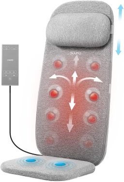 NAIPO Shiatsu-Massagesitzauflage Rückenmassagegerät, Wärme, Hüftvibration