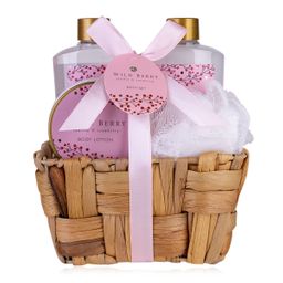 accentra Geschenkset Badeset Pflegeset im Körbchen Wild Berry Geschenkidee
