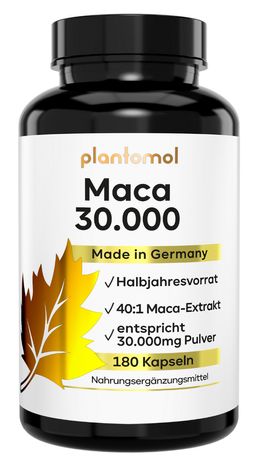 plantomol® Maca Kapseln - 30.000mg Maca-Pulver pro Kapsel - 40:1 Extrakt - 1 Kapsel pro Tag