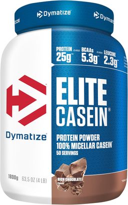 Dymatize Elite Casein Protein Pulver Rich Chocolate – Casein Eiweißpulver mit BCAAs