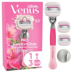 Gillette Venus - Damennassrasierer "Comfortglide Tropical" + 3 Ersatzklingen + Duschhalterung