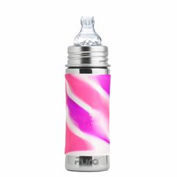 Purakiki Trinklernflasche 300 ml mit Silikon-Sleeve pink swirl