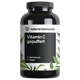natural elements Vitamin C gepuffert 500mg – 365 Kapseln – magenschonend – pflanzliche Fermentation