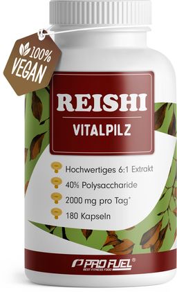 ProFuel - Reishi Kapseln 180x - 2000 mg Pilz-Extrakt aus Ganoderma lucidum