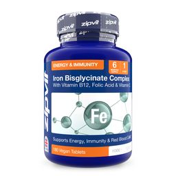 Zipvit Eisen Bisglycinat High Strength - mit Vitamin C, B12 & Folsäure - Vegan