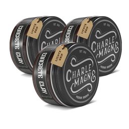 Charlemagne Concrete Clay Set, Haar Clay für Herren mit leichtem Halt und mattem Finish, Lederduft