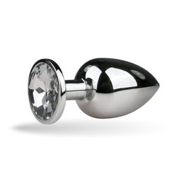 Analplug Silber aus Metall mit Zierstein - groß - Easytoys