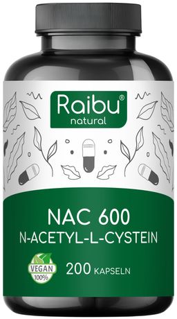 NAC Kapseln, Acetyl L-Cysteine, 600mg, In Deutschland Produziert, 200 St - RAIBU