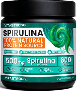 Vitastrong Spirulina - 600 Tabletten, Natürliche pflanzliche Proteinquelle für Energie & Vitalität