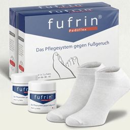 Fusspflegesystem bei Fußgeruch & Schweißfüßen | Inkl. Socken | Anti-Fußgeruch | Fufrin | 2er Set