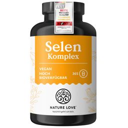 NATURE LOVE® Selen Komplex - 200µg/Kapsel - 365 Stück - Natriumselenit, L-Selenmethionin, Selenhefe