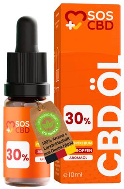 SOS CBD®- CBD Öl 30% - 300 Vollspektrum Tropfen - Hanföl-Aroma Premium