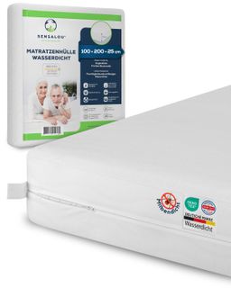 Sensalou Matratzenbezug mit Reissverschluss wasserdicht für Allergiker - 100 x 200 x 25 cm
