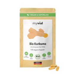 myvial® Bio Kurkuma mit schwarzem Bio Pfeffer Komplex Kapseln - Curcumin - 2360 mg hochdosiert