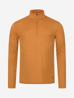 ALPENWERT Zip Longsleeve Herren 100% Merino Orange S