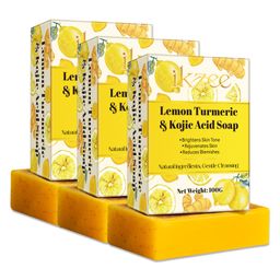 P-Beauty Kurkuma Seife Kojisäure-Seife Zitronen Tumeric Seife Gesichtsseife Hautaufhellend
