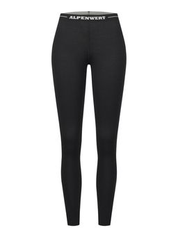 ALPENWERT Lange Unterhose Damen 100% Merino Schwarz M