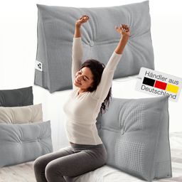 ELONEO Rückenkissen – Keilkissen fürs Bett & Sofa, abnehmbarer Bezug, praktisches Seitenfach