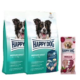 Happy Dog Fit & Vital Medium Adult Doppelpack + Happy Dog Dental Rolls *geschenkt*