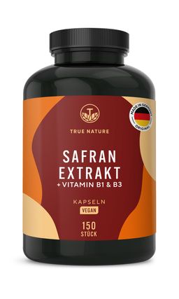 TRUE NATURE® Safran Extrakt Kapseln - Markenrohstoff Affron® mit Vitamin B1 & B3