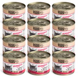 Dogs’n Tiger Adult Premium Katzenfutter Schmaus, Katzen Nassfutter, Getreidefrei, Rind & Leinöl