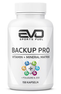 Backup Pro Vitamin- und Mineralstoff-Komplex – 150 vegane Kapseln – EVO SPORTS FUEL