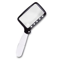 aktivshop Hand- und Leselupe mit Licht, 5 ultrahelle LEDs, 3-Fach Vergrößerung, 2 Dimmstufen