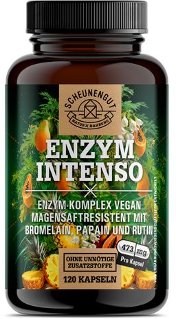 Scheunengut® Enzym Intenso | Bromelain, Papain & Rutin Enzym Komplex | magensaftresistente Kapseln
