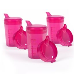 Horn Medical 3er Pack Schnabelbecher rot für Erwachsene mit zwei Deckeln