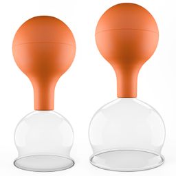 Pulox Schröpfgläser aus Echtglas mit Saugball - Set Duo Groß in Braun: 52mm, 62mm