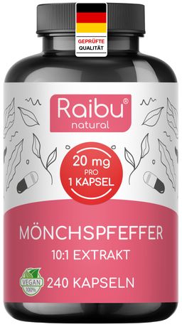Mönchspfeffer Kapseln Hochdosiert, 20 mg pro Kapsel, 10:1 Extrakt, 240 St - RAIBU