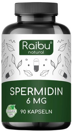 Spermidin Kapseln Hochdosiert, 6 mg Spermidin pro Kapsel, Aus Weizenkeimextrakt - RAIBU