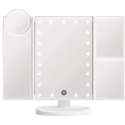 UNIQ Hollywood-Makeup-Spiegel Klappspiegel mit LED-Licht, Weiß