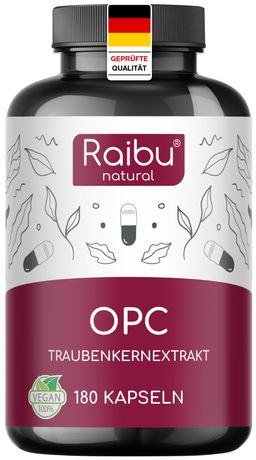 OPC Kapseln, 1.100mg Traubenkernextrakt Extrakt pro Tag, In Deutschland Produziert, 180 St - RAIBU