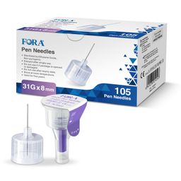 FORA Pen-Nadeln 31G 8mm (105 Stück) - Insulin Pen Nadeln - Nadeln für Spritzen - The Tester