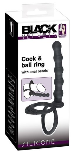 Black Velvets - Penis-/Hodenring mit Dildo - doppelte Stimulation