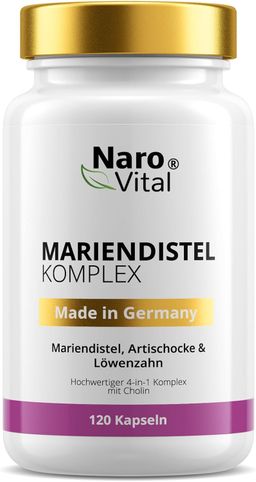 NaroVital Mariendistel Komplex - 120 Kapseln Hochdosiert: Silymarin, Artischocke, Löwenzahn, Cholin