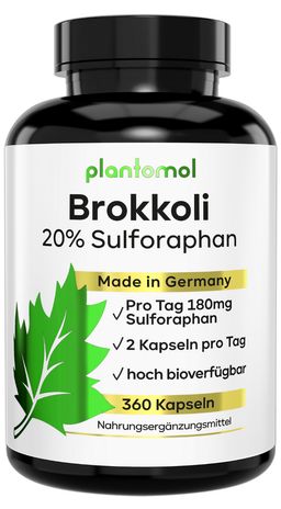 plantomol® Brokkoli Kapseln mit 90mg Sulforaphan pro Kapsel - Superfood Brokkoli mit Antioxidantien