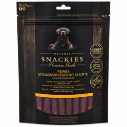 SNACKIES Feines Straussenfleisch mit Karotte - Single-Protein Snack für Hunde